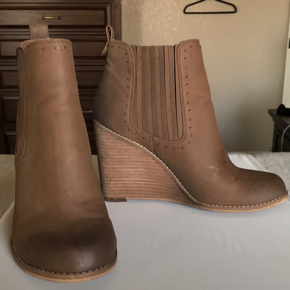 Brown Wedge Booties